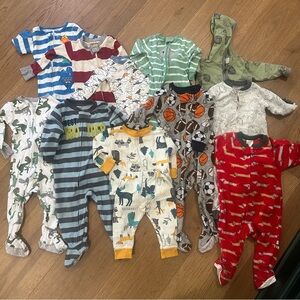 12m baby boy infant toddler kids one piece pants sleepers (10) + free pajamas